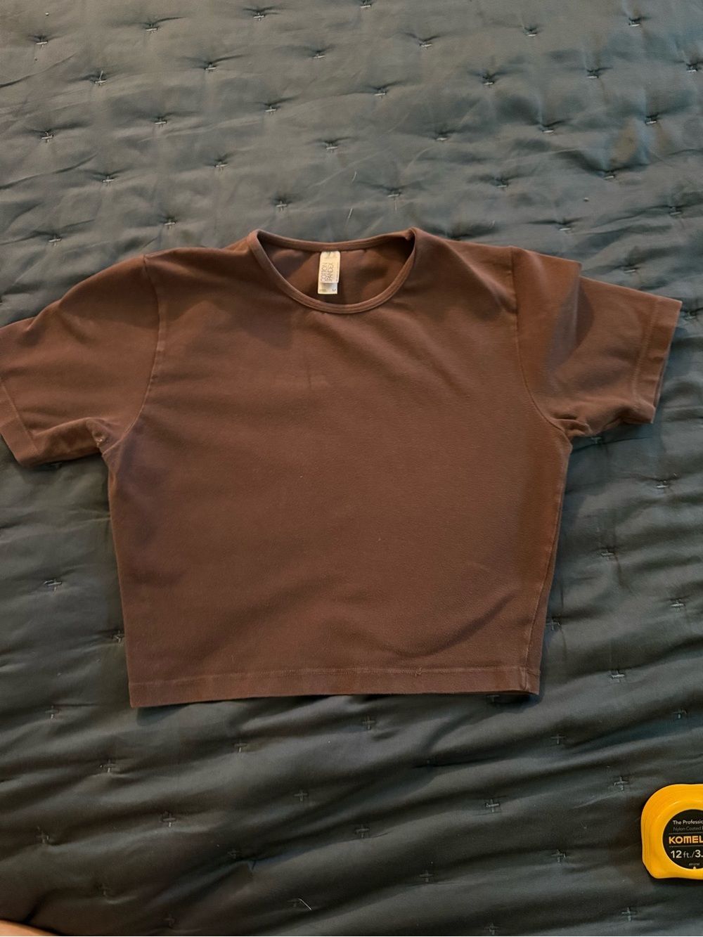 Los Angeles Apparel GARMENT DYE SHORT SLEEVE CROP TOP - chocolate - M
